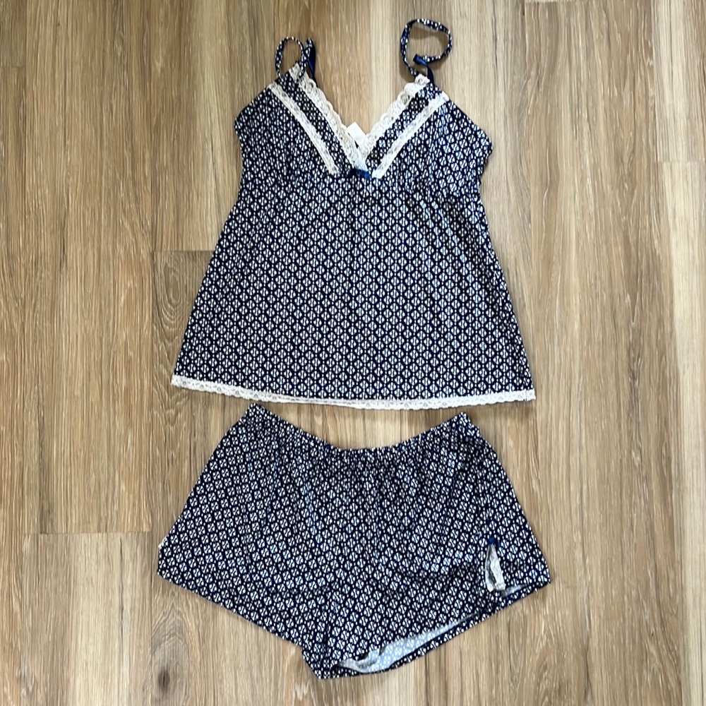 Vintage Lingerie Set Sleepwear Women, blue Polkadot Camisole by MARILYN MONROE